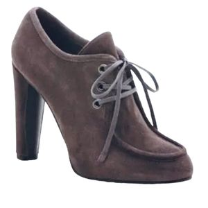 Stuart Weitzman Woman's Wallapolooza Grey Suede Lace Up High Heeled Booties 8.5